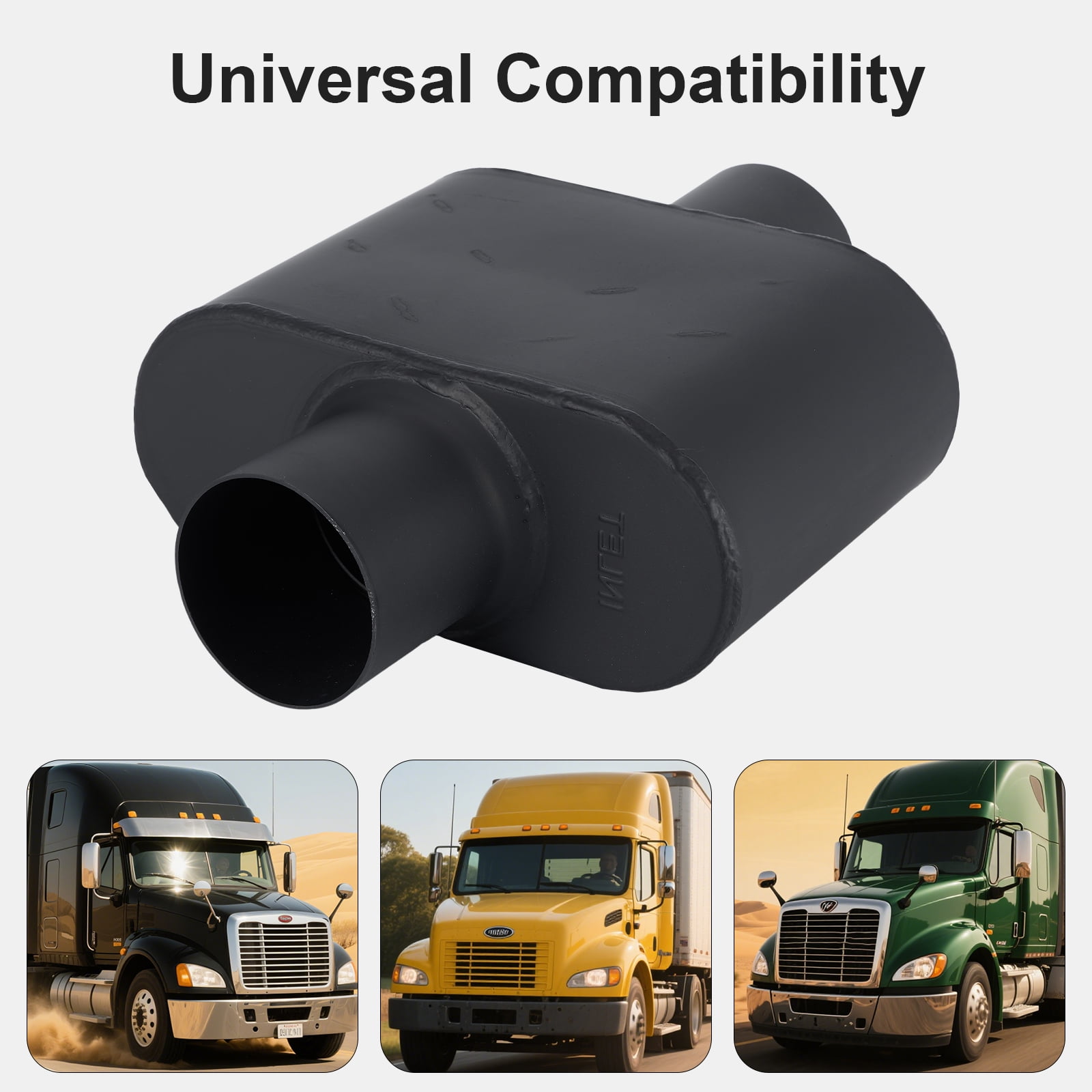 Universal Exhaust Muffler, Chambered Performance Muffler for Cars Trucks, Stainless Steel, 2" Inlet/Outlet, Overall Length 13", black