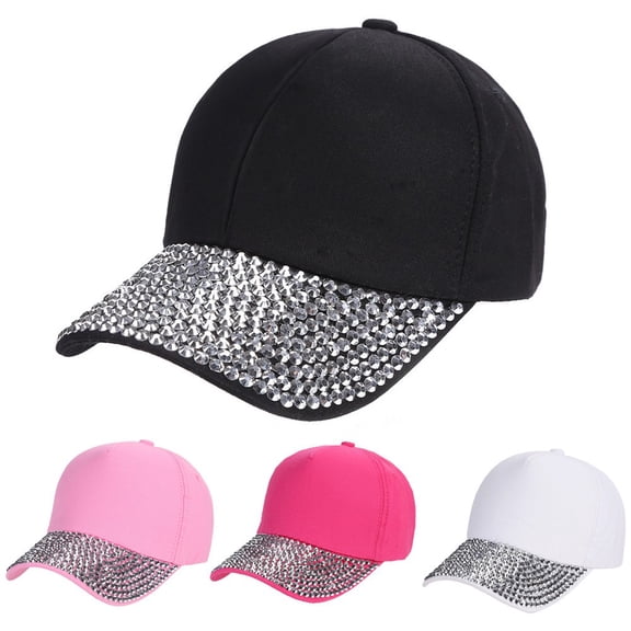 Women's Fashion Baseball Cap Rhinestone Paw Print Design Snapback Hat