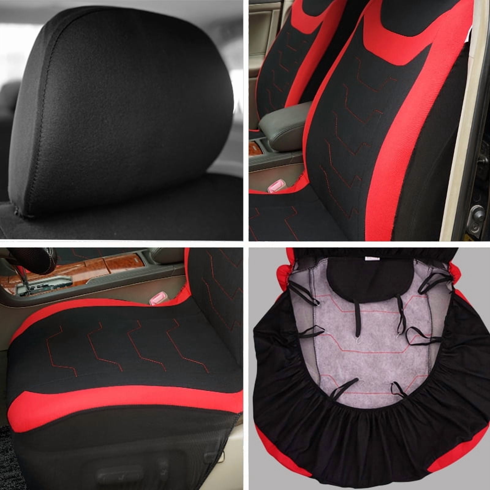 Autoking Cover Stripe Polyester 9pcs Racing Car Seat Covers Set Universal Seat Protector Accessories Interior Fit for Most Car Blue