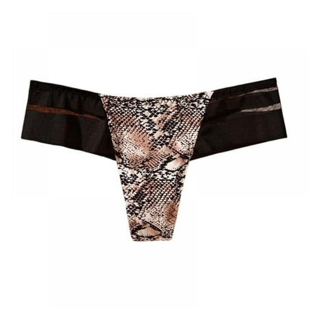

Baywell Women s Ice Silk Thongs Low Rise Waist Sexy Panties Snakeskin S-XL