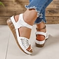 thumbnail image 3 of Orthopedic Sandals for Women Retro Hollow out Low Wedge Slingback Beach Shoes Hook and Loop Summer Walking Shoes White Size 8.5, 3 of 6