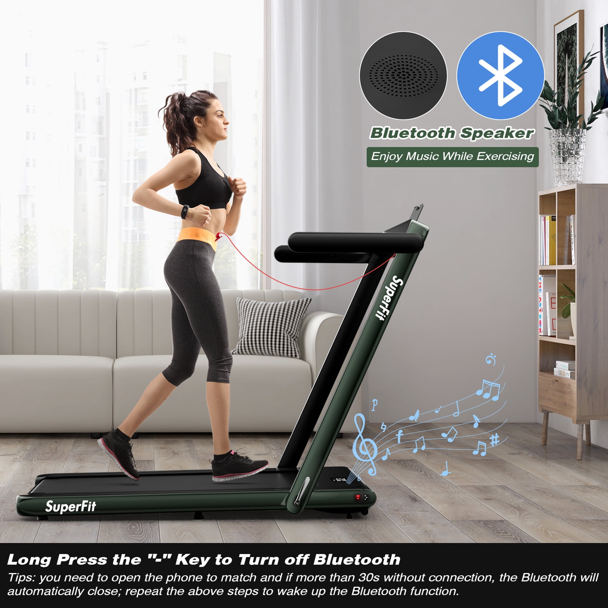 Gymax Motorized Treadmill Folding Under Desk Electric Treadmill w/ APP Green