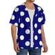 thumbnail image 2 of Fotbe Navy And White Polka Dot Camisa Estampada de Manga Corta para Hombre, Casual de Verano, Estilo Playero, Sin Arrugas-Large, 2 of 5