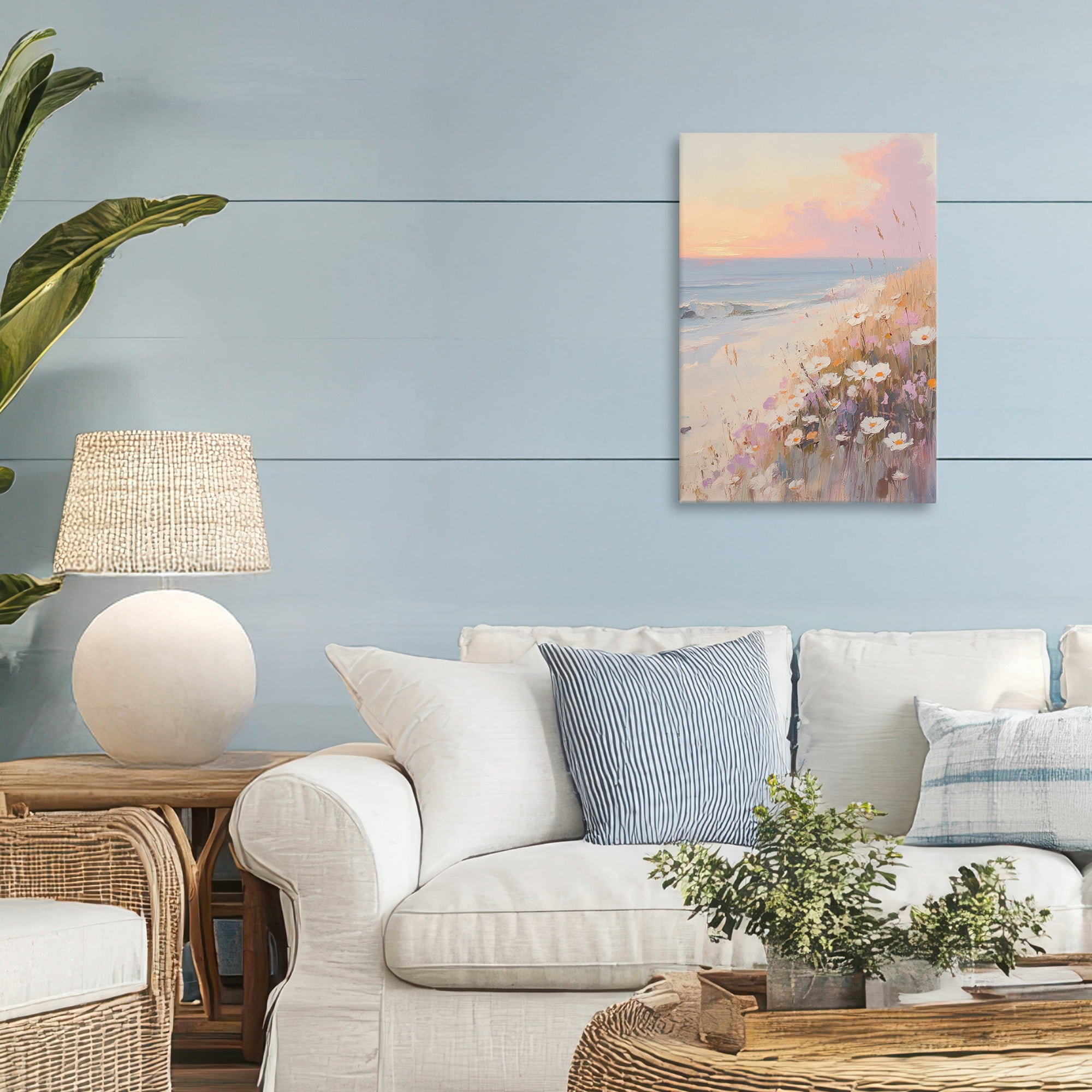 Stupell Industries Pastel Sunset Wildflowers By Sea Canvas Wall Art, design by Sisi and Seb