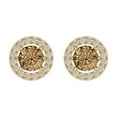 thumbnail image 2 of 14K Solid Gold Screw Back Stud Earrings for Women | 1.24 cttw Round Cut Simulated Champagne Diamond | Yellow Gold, 2 of 4