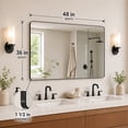 thumbnail image 2 of Niveal Wall Mirror for Bathroom,48" x 36" Matte Black Bathroom Mirror,Anodized Aluminum Frame with Rounded Corner, Rectangle Wall Mounted Mirror Decorative for Bathroom, 2 of 12