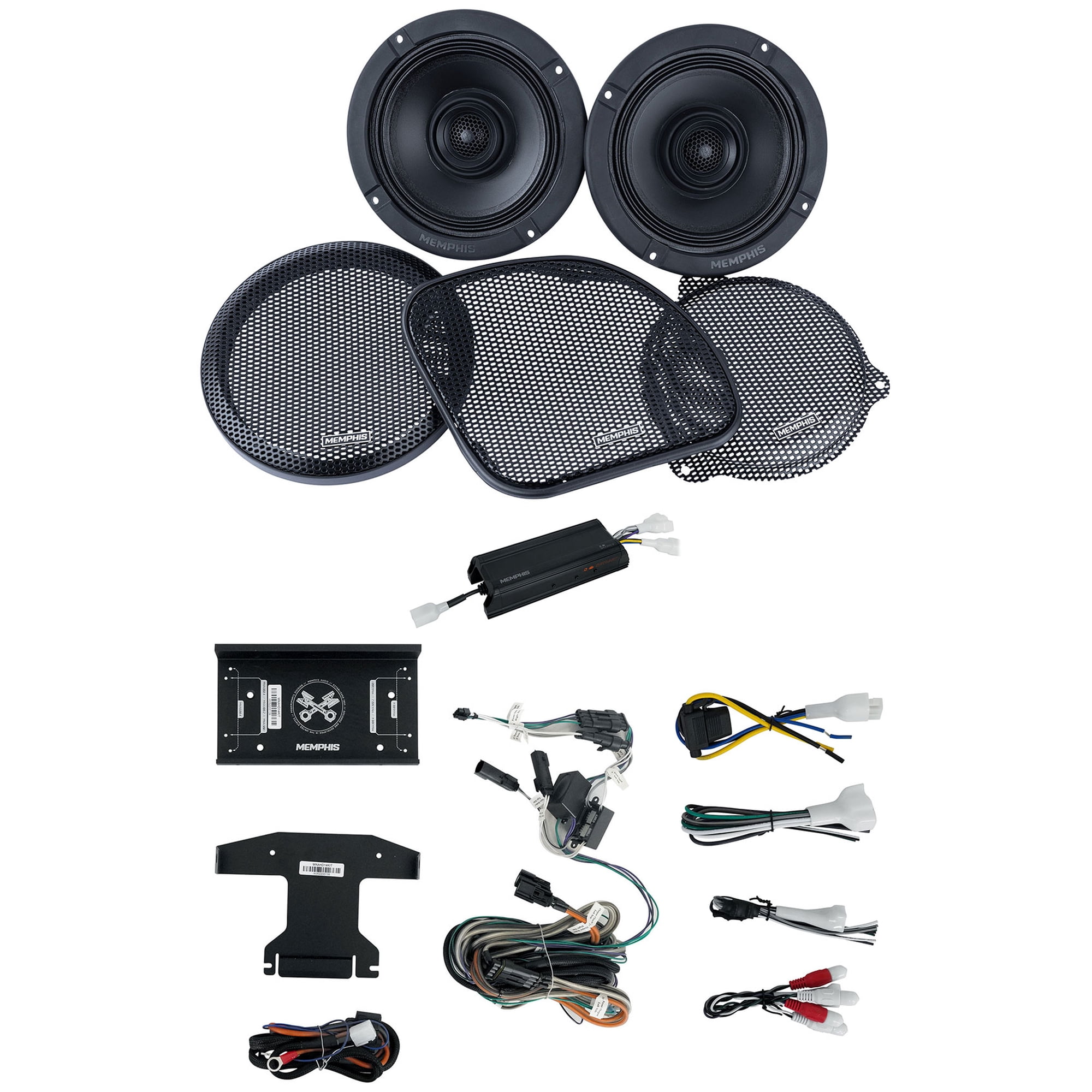 Memphis Audio MXAHDPRO2 2014/2015 and newer Street/Road Glide Harley Davidson 2-Speaker Kit, Frequency Response 20Hz - 20kHz, 3 Items