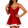 thumbnail image 2 of Sakmal Christmas Flannel Nightgowns for Women V Neck Plus Size Chemises Sleeveless Red Ladies Nightgowns M, 2 of 6