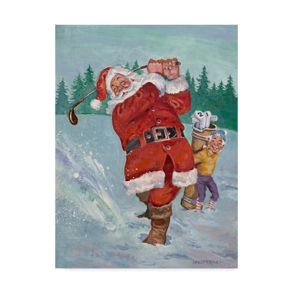 Trademark Fine Art 'Snow Golfing Santa' Canvas Art by Hal Frenck