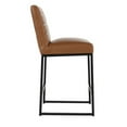 thumbnail image 3 of Vinn 26 Inch Modern Counter Stool, Channel Tufted, Brown Vegan Faux Leather- Saltoro Sherpi, 3 of 5