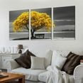 thumbnail image 2 of ONETECH wall art for living room Decorations Photo Prints - panoramic black and white with yellow trees The moon scenery - Modern Home Decor The room Stretched and Framed Ready to 12''x16''X3 Panels, 2 of 4