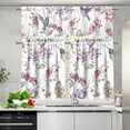 thumbnail image 5 of Floral Hummingbird Kitchen Curtains Valance and Tiers Set Iris Window Treatment Valance Curtains Insulated Blackout Drapes with 2 Tiers Curtains for Kitchen Bathroom Living Room, 5 of 6