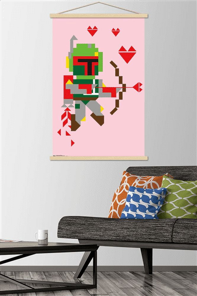 Star Wars: Saga - Boba Fett Hearts Wall Poster with Wooden Magnetic Frame, 22.375" x 34"