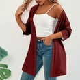 thumbnail image 7 of UVEASISHA 3/4 Sleeve Cardigan for Women Lightweight Open Front Draped Cardigans Fashion Solid Shrug Coverups with Pockets Wine L, 7 of 7