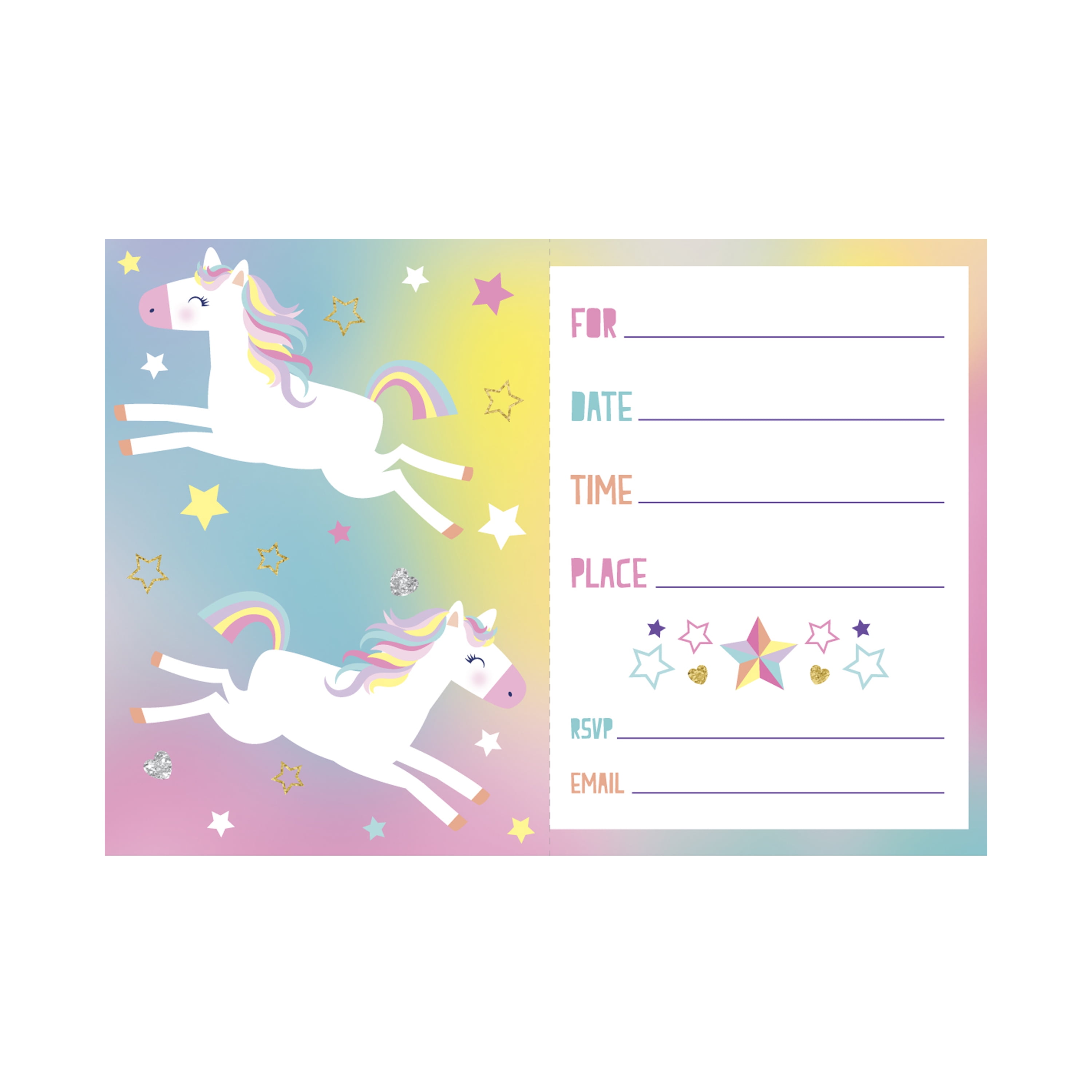 Unicorn Party Invitations 8ct Walmart Com Walmart Com