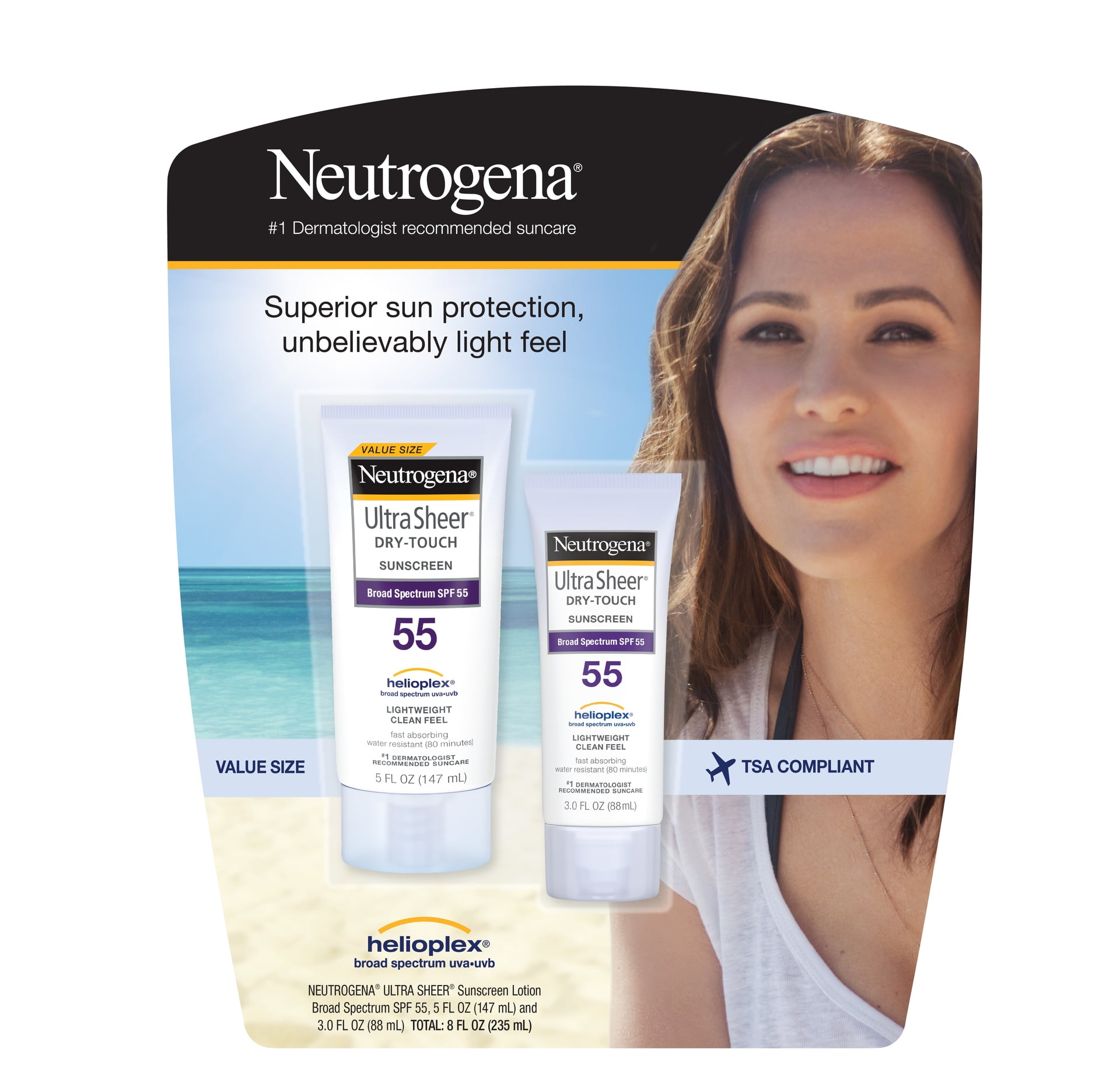 Neutrogena Ultra Sheer Sunscreen Lotion SPF 55 5 oz. & 3 oz