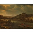 thumbnail image 3 of Herman Saftleven 18x14 Black Modern Framed Museum Art Print Titled - River View with Ferry (1655), 3 of 5