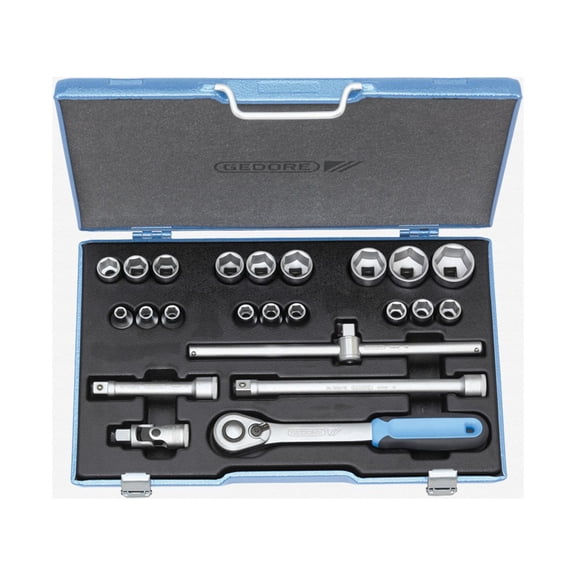 Gedore 19 EMU-20 Socket set 1/2", 23 pcs hex 8-32 mm