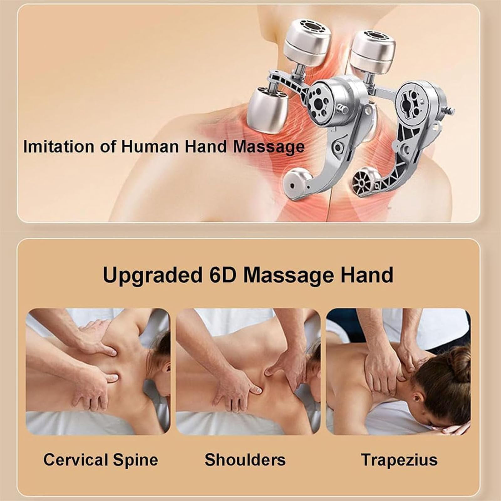 Noxa Neck and Shoulder Massager, with Heat, Adjustable Heat and Massage Speed, Portable Rechargeable Shiatsu Massage Device, Adjustable Modes (Gray)