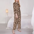 thumbnail image 3 of Pofeuu brown sloth family Print Womens Pajamas Set Long Sleeve Sleepwear Button Down Nightwear Soft Pj Lounge Sets Button Down Pajamas Women-Medium, 3 of 7