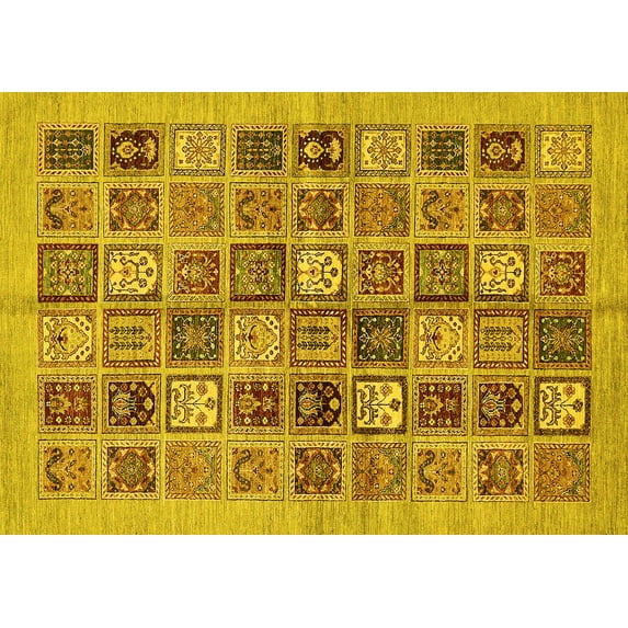 Ahgly Company Indoor Rectangle Abstract Yellow Modern Area Rugs, 3' x 5'