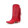thumbnail image 1 of Woobling Bottes Vintage à Franges pour Femmes Chaussures de Cowgirl Décontractées à Grand Mollet Bottes Western Rouges 7, 1 of 9
