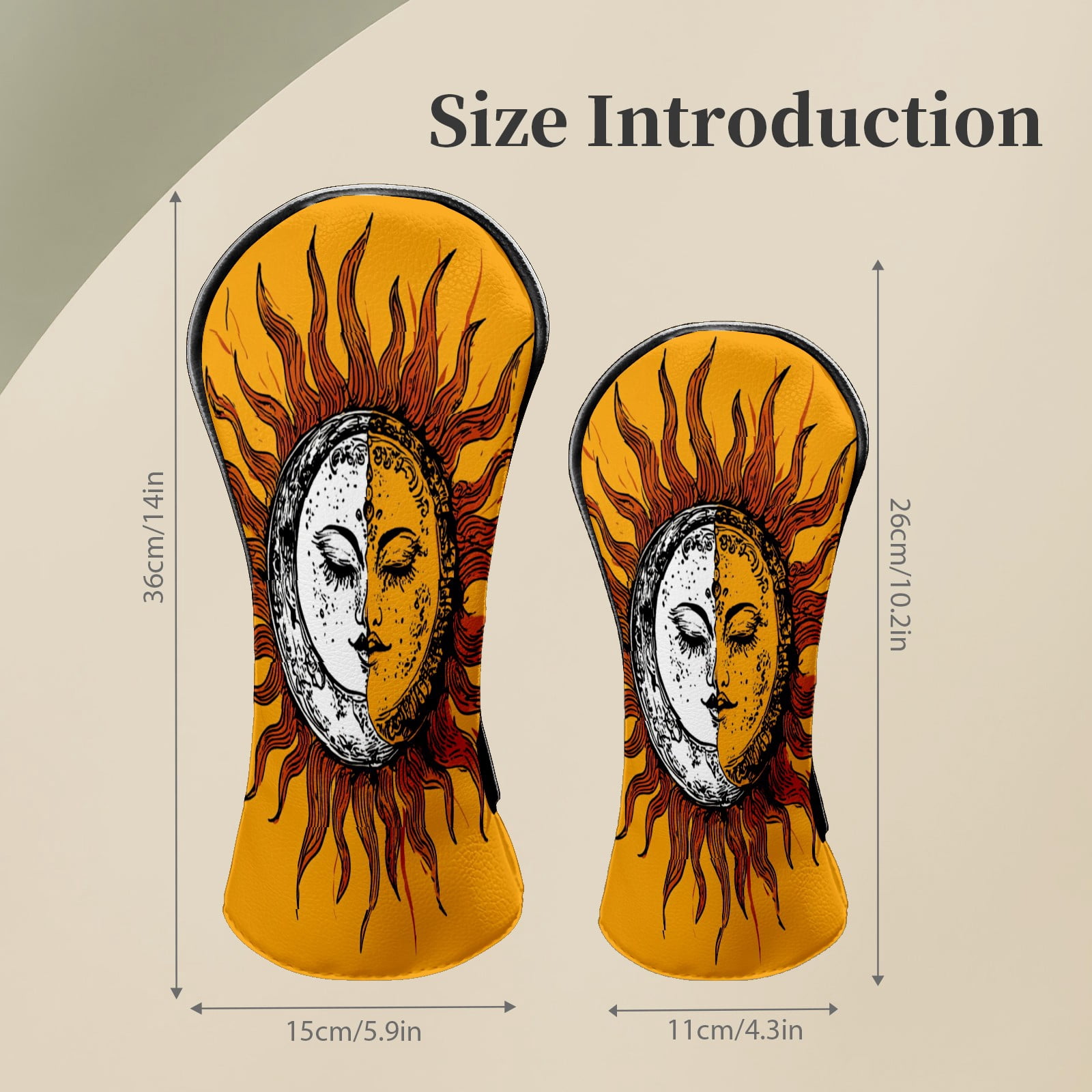 Golf Club Head Covers SunMoon_Duality Waterproof Leather Golf Head Covers for Men Women Driver Head Cover Fairway Headcover for Golf Lovers