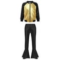 thumbnail image 3 of TiaoBug Kids Girls Gymnastics Sports Dance Set Long Sleeve Sequins Jacket with Bell Bottoms Pants Gold&Black 10, 3 of 7