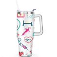 thumbnail image 2 of 40oz Funny Nurse Life Stainless Steel Flip Straw Tumbler Spill Proof Travel Cup Double Wall Vacuum Insulated Coffee Mug with Handle, 2 of 6