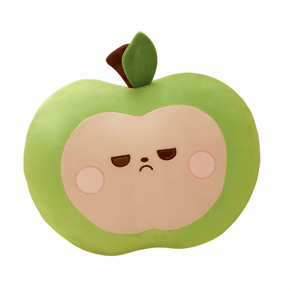 Squishy Apple Plush Toy Pillow - Cute Fruit Stuffed Pillow - Fun Home Decor Gift- Green 7.9inch