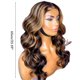 thumbnail image 2 of Women's Wig Black Gradient Brown Mid Length Curly Wig Wavy Synthetic Wig Headgear for Festivals, 2 of 5