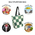 thumbnail image 7 of FORMRS Womens Canvas Tote Bag with Zipper Inner Pocket Shoulder Handbag, Green and White Plaid Pattern, 7 of 7