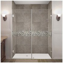 AstonGlobal SDR990-CH-66-10 Nautis 66 x 72 in. Completely Frameless Hinged Shower Door with Glass Shelves in Chrome