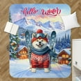 thumbnail image 4 of Hello Welcome Winter The Ski Akita Snowy Day Cozy Sherpa Blanket Inu Dog Lover Warm Soft Throw Blanket - 13013, 4 of 5
