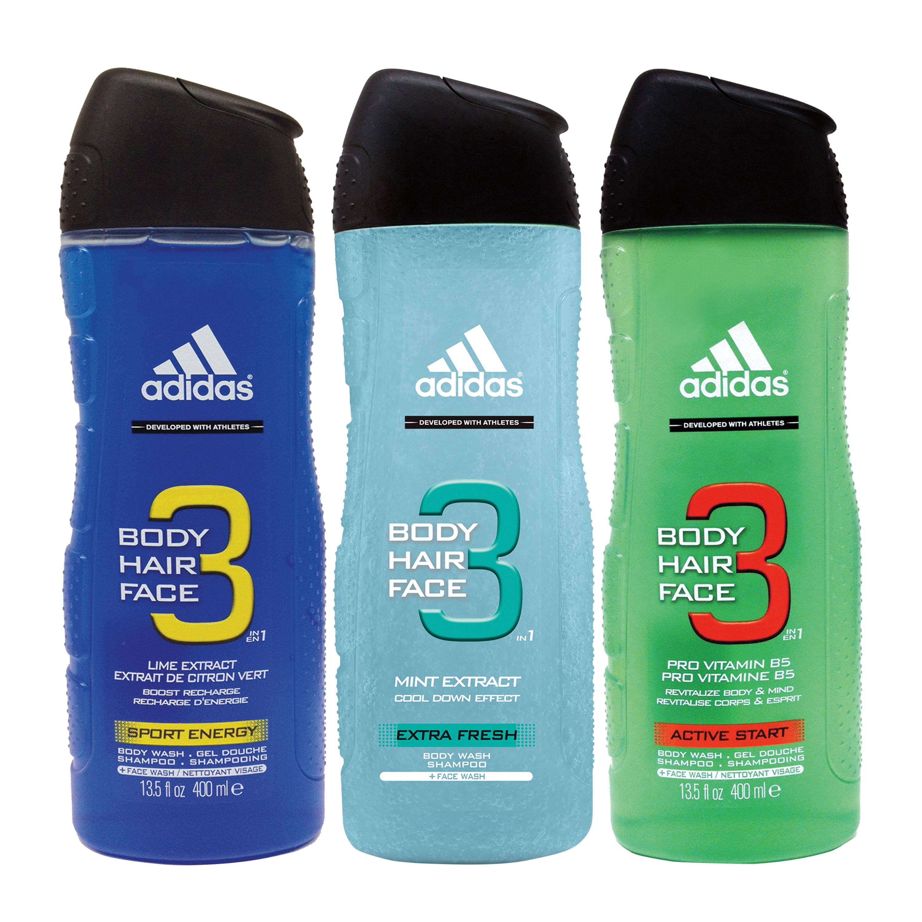 Expansión Efectivamente Gaviota Adidas Sports Energy + Extra Fresh + Active Start 3-in-1 Body Wash Holiday  Gift Set - Walmart.com