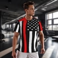 thumbnail image 3 of Wukai Firefighters USA Flag Print Men's Short-Sleeved Mesh T-Shirt,Quick-Dry Short Sleeve Workout T-Shirt-XX-Large, 3 of 8