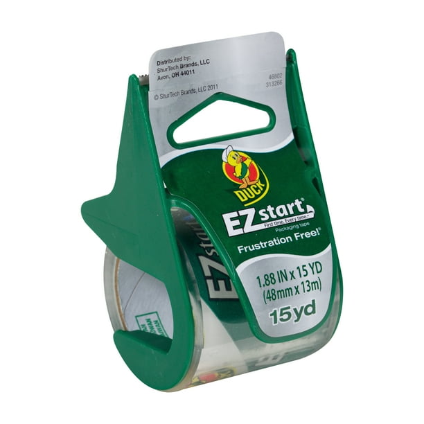 Duck E-Z Start Premium Packaging Tape W/Dispenser, 1.88" X 55.5 Yards Roll - New