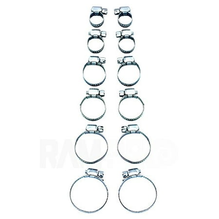 Small Hose Clamps - 12Pc Assorted SMALL MEDIUM LARGE Hose Clamp Set Rust Resistant Zinc Plated PIPE CAR HOME
