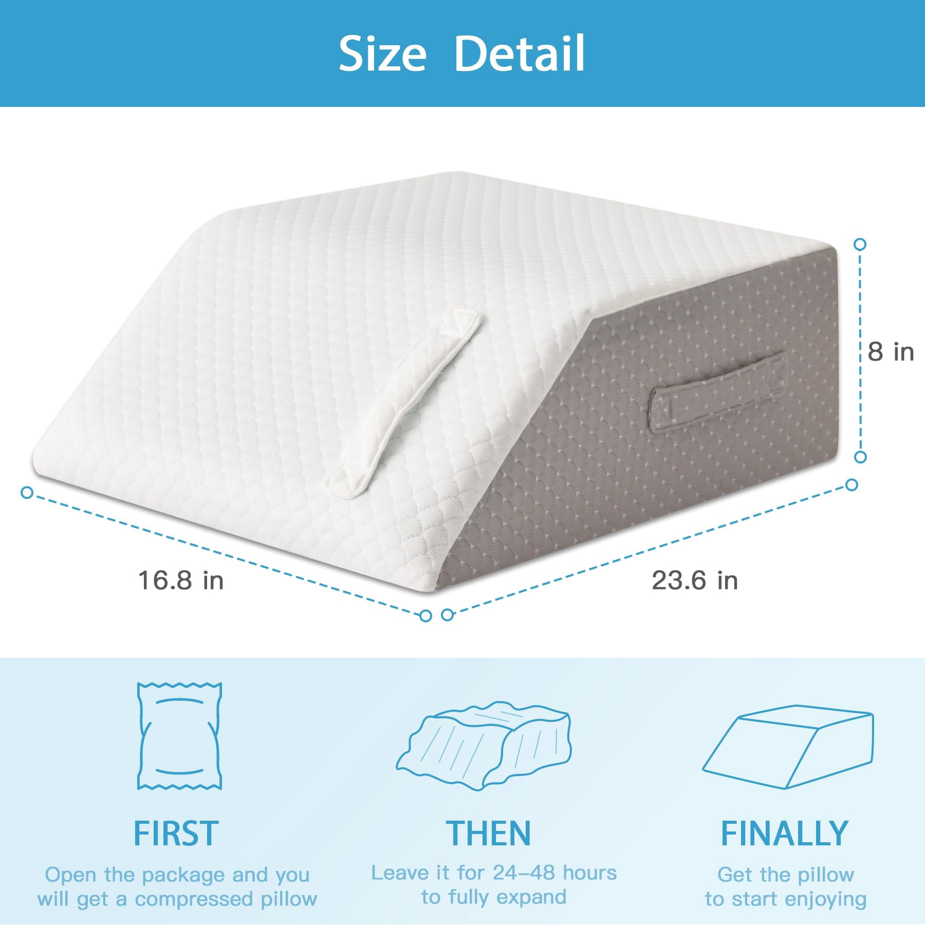 Leg Pillow Elevation  Wedge For Elevating After Memory Foam Foot Sleeping 23.6*16.8*8 Inch White/grey