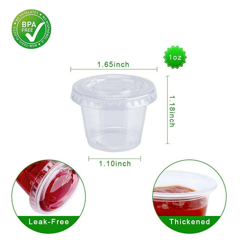 EONJOE reusable small plastic containers with screw lids salad dressing  container to go sauce condiment jello shot cups jars lunch box accessories