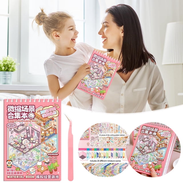 Pegatinas de Casas En Miniatura para Scrapbooking y Manualidades | 45 Hojas | Papel Pet+ | Escenas de Dioramas | Ideales para Manualidades En Papel