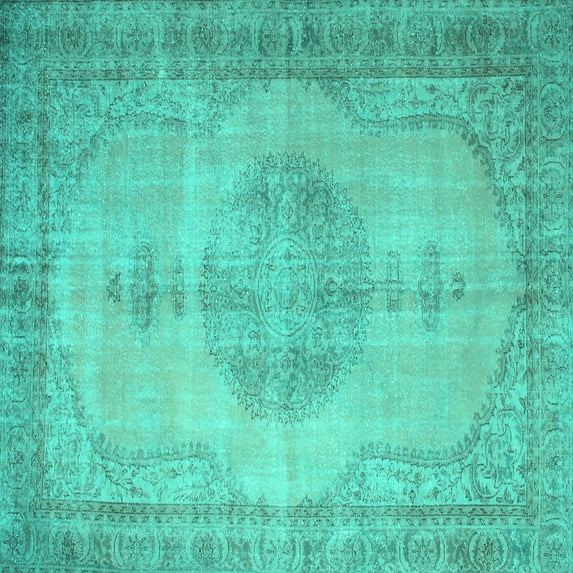 Ahgly Company Indoor Square Abstract Turquoise Blue Contemporary Area Rugs, 5' Square