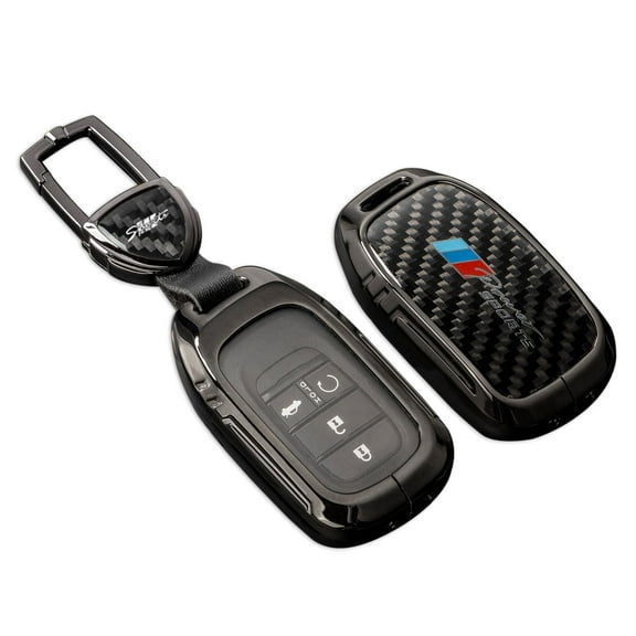 for Honda Key Fob Cover with Keychain,Real Carbon Fiber Zinc Alloy Protection Key Case Compatible with 2022 2023 Accord Civic HR-V CR-V Pilot Sport SI EX EX-L Touring Key shell Accessories