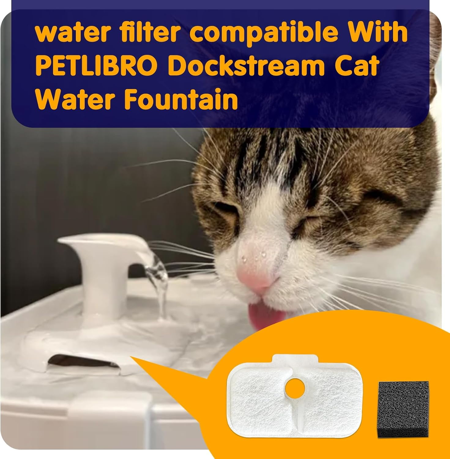 16 pack Cat Water Fountain Filter Replacement for  - Pre-Filter Sponges Compatible with PLWF105, PLWF115, PLWF005