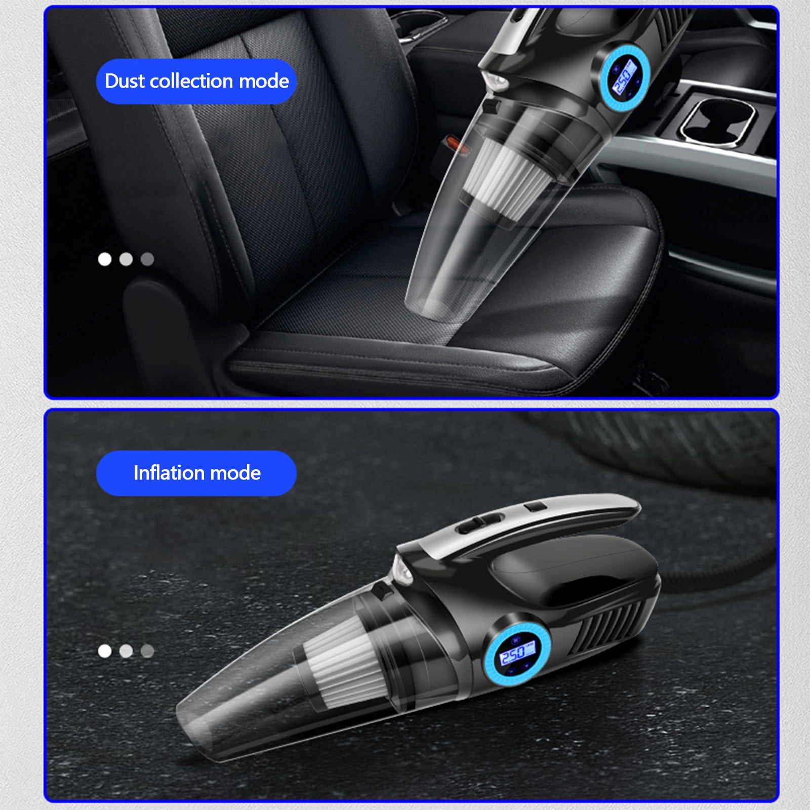 Car Vacuum Cleaner for Car,Portable Handheld Car Vacuum Cleaner,Tire Inflator For Car,12V Air Compressor With Led Light,4 In 1 Portable Vacuum Cleaner With Air Pump