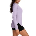 thumbnail image 5 of Dresfit Sun Shirts Women Long Sleeve Quick Dry Rash Guard Summer 2026 Crew Neck Upf 50+ Lightweight Gym Tops Side Split Breathable Solid Shirts S, 5 of 5