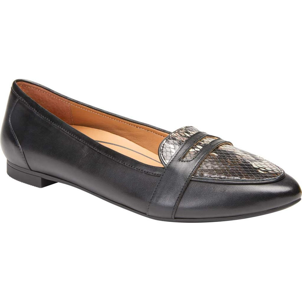 Vionic Women's Vionic Savannah Penny Loafer Black Boa Leather 8 W