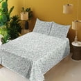 thumbnail image 2 of Ambesonne Forest Fitted & Flat Sheet with Sham 3 Pcs Set, Woodland Branches Leafy Art, Twin, Seafoam and Eggplant, 2 of 5