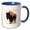 Blue/White, variant on 3drose, Wyoming Territory Mammal the Bison, 11oz Two-tone Black Mug
