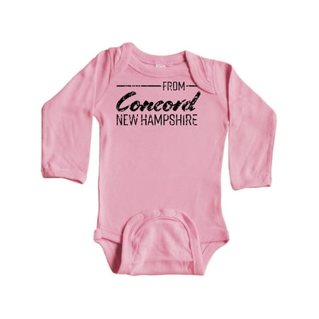 

Inktastic From Concord New Hampshire in Black Distressed Text Gift Baby Boy or Baby Girl Long Sleeve Bodysuit